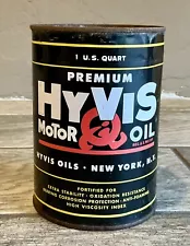 HyVis Motor Oil 1 Quart Can Unique Vintage Collectable - EMPTY