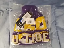 GEN 2 LSU Tigers NCAA Pom Cuffed Beanie Winter Hat Unisex Cap Purple NEW