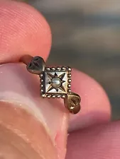 ANTIQUE c1890'S VICTORIAN SEED PEARL 10k ROSE GOLD RING! CLEAN!