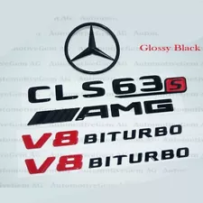 CLS63S AMG V8 BITURBO Rear Star Emblem glossy Black Badge Combo Set for W218 #4