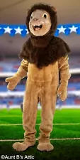 Lion Mascot Costume 6Pc Tan Faux Fur Jumpsuit Mitts Feet & Head Lg/XL