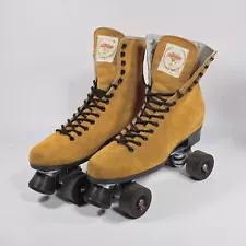 Vintage Championship Leather Tan Hide Roller Skates Men's Size 10