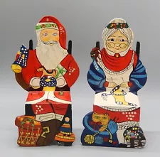 Wooden Hand Painted Santa Mrs. Claus Chairs Rawlings Dollhouse Miniature 1:12