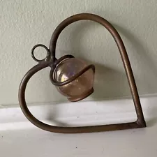 Handcrafted Copper Heart with Glass Ball. Window/Yard Art Hanging Patio Garden