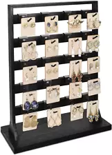 Free Assemble Wooden Jewelry Display Rack with 20 Removable Metal Hooks,Earring