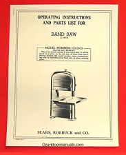 CRAFTSMAN 103.0103 12 Inch Band Saw Owner's Instructions and Parts Manual 1020