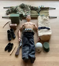 1964 -1969 GI Joe Action Figure Black Hair Blue Eyes Scar 12" Toy W-accessories