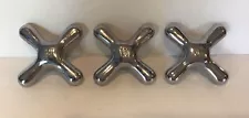 Vintage Faucet Handles Set 3 Heavy Chrome/Nickel Sink Tub “H W C” Screw On