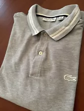 LACOSTE Polo Shirt Mens Size FR 4 Medium Classic Gray Cotton Short Sleeve