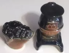 New ListingVintage Pot Belly Stove And Coal Bucket Ceramic Salt And Pepper Shakers