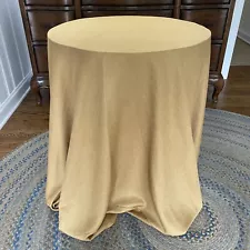 decorator table cover skirt in butterscotch faux linen 97” excellent