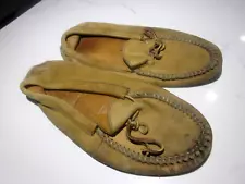 Vintage Handmade Leather Mens Sz 10 Moccasins 1 Lace/ Leather Sole Indian