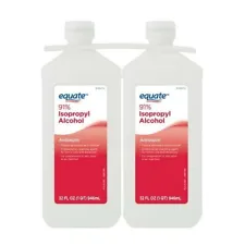 2 Pack Antiseptic EQUATE 91% Isopropyl Rubbing Alcohol Antibacterial 32 Oz