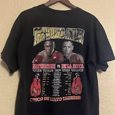 Oscar De La Hoya Floyd Mayweather Boxing World Awaits Vintage Y2K T-Shirt Large