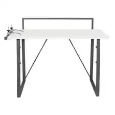 49 in. Light Gray/White Standing Desk, Solid Wood