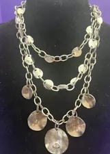 Chicos Multi Strand Silver Tone Coins Dangles Statement Bib Necklace SALE!