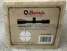 Burris Veracity 4-20x50 30mm Front Focal Plane Rifle Scope 200640 - New SEALED!