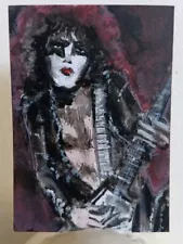 New ListingACEO Paul Stanley KISS 1/1 ATC Original Painting Thayer Art MUSIC Rock Icons