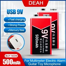 Hot Sale! 9V 500mah Micro USB Rechargeable battery Li-ion For Toys&Microphone