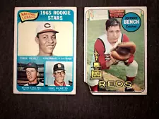 1965 1969 Topps #95 581 Johnny Bench Tony Perez Rookie Baseball Card Lot 2