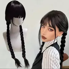 Wednesday Addams Wig Halloween Naughty School Girl Cosplay Wig for Adults 21”