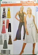 UNCUT-Simplicity Pattern #4998-Misses' Skirt/Pants/Dress/Top-Sizes 14 to 20