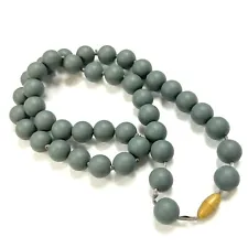 Vintage Chew Beads Silicone Denim Blue Necklace w/ Safety Release, Hand Knotted