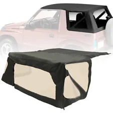 Black Soft Top W/ Tinted Windows For 88-94 Suzuki Sidekick Geo Tracker #98715