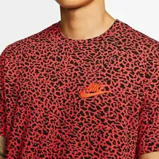 New Nike NSW Foamposite All Over Print T-Shirt Lava CW4712-696 Men