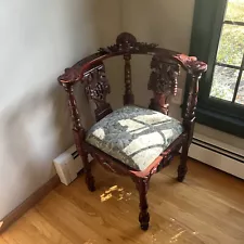 Renaissance Style Corner Chair With Floral Seat