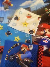 Super Mario Kart Nintendo Twin Sheet Set Fitted Flat Comforter pillow Case