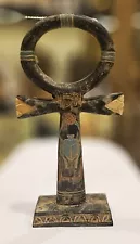 Egyptian Ankh Key with Scarab and Eye of Horus for Protection from Stone