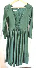 Ladies Green Boho Renaissance Dress Lace Up Lined Size Large*