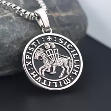 Knights Templar Commandery Sigillum Militum Xpisti 925 Sterling Silver Necklace