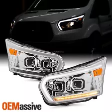 For 2015-2023 Ford Transit 150 250 350HD Projector Chrome Headlights w/ LED DRL (For: More than one vehicle)