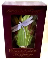 NIP Dragonfly & Cattails Plug In Nightlight by Ibis & Orchid Flowers of Light 5"