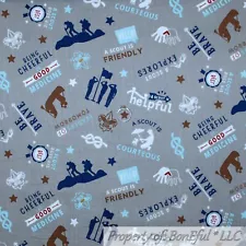 BonEful Fabric FQ Cotton Quilt Gray American Flag USA Cub Boy Scout Scenic Hike