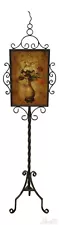 F56005EC: Paint Decorated Iron Base Fire Screen