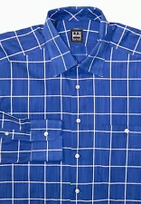 IKE BEHAR Designer WOVEN GRID POCKETED HIDDEN BUTTON DOWN SHIRT, Lg -GREAT FIND!