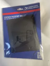 USPS Black Leather Passport Wallet RFID Scanner Protection & 5 Credit Card Slots
