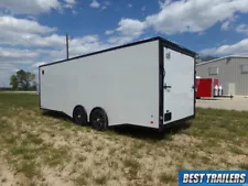 8 x 24 blackout enclosed carhauler trailer cargo white car hauler LED 5k axles