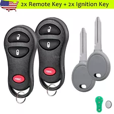 2 For 1999 2000 2001 2002 2003 2004 Jeep Grand Cherokee Remote Fob + Chip Key