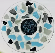 handmade art glass plate Mosaic Unique Rare