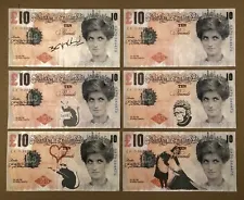 6 BANKSY DI FACED TENNERS £10 TEN POUND PRINCESS DIANA REPLICA NOTES