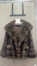 Brand New barguzin russian sable fur coat silver tip M