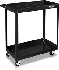 2 Tier Rolling Tool Cart, 220 LBS Capacity Industrial Service Cart with Wheels