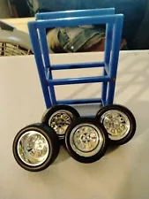 1:24 Jada (chrome) Tire & Wheel Set w/Tire Rack (Blue) Cars & Trucks ? Deep Dish