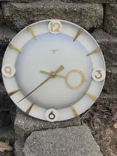 VINTAGE MID CENTURY ART DECO CURVED COURTLEY CLOCKS 7 JEWLES WALL CLOCK (7C)