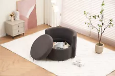 Fabric Swivel Storage Chair with Back Cushion for Living Room Dark Gray