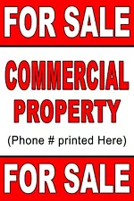 Commercial Property For Sale your phone# printed 24"x36" Advertising Poster Sign